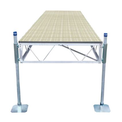 Stationary-straight-pipe-tan-poly Straight Stationary Pipe Dock with tan poly decking