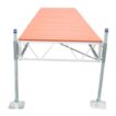 Straight Stationary Pipe Dock with brown aluminum decking
