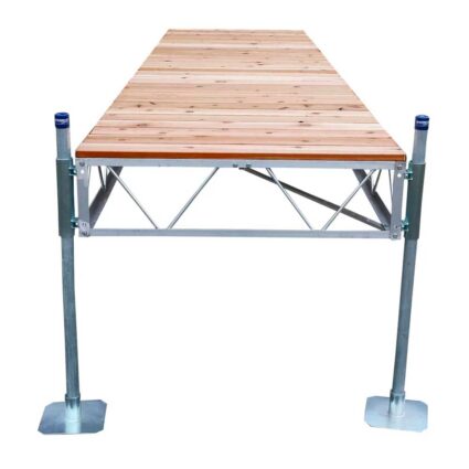 stationary-straight-pipe-cedar Straight Stationary Pipe Dock with cedar decking