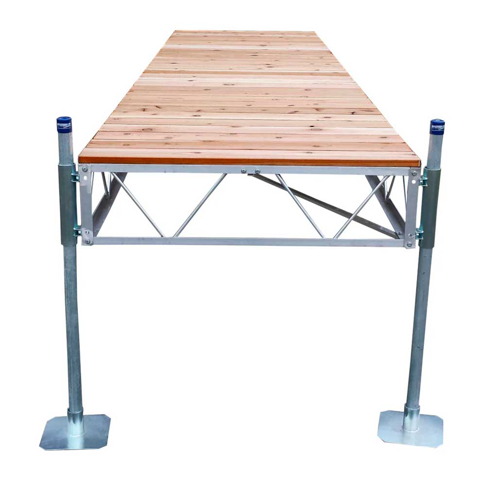 Straight Stationary Pipe Dock with cedar decking