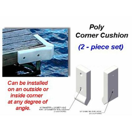 cornera12 2 pc white poly dock corner cushion showing install options