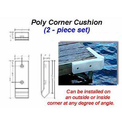 cornerb12 specs on 2 piece white poly dock corner cushions