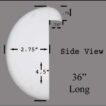 Specs of 36 inch Half Round PVC Edge Bumper with lip