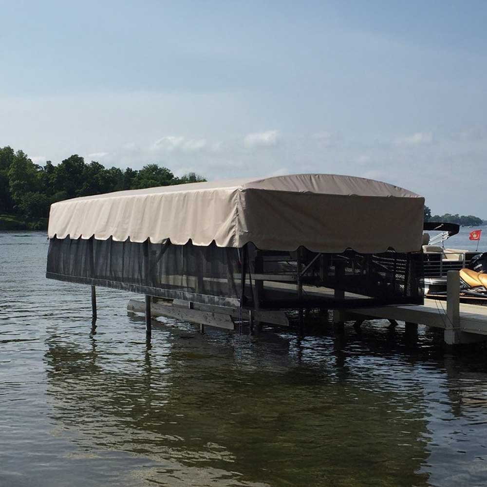 Marine curtain and canopy on a lift