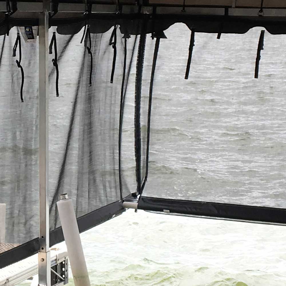 Example of PVC pocket on bottom of marine curtain
