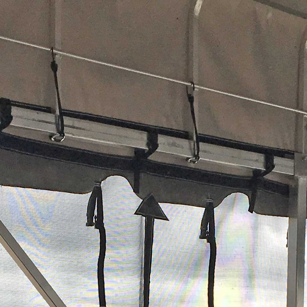 Example of Marine curtain quick release to drop curtain