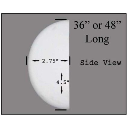 no-lip-spec Spec sheet on half round PVC Edge Bumper 36 and 48 inches