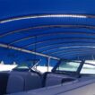 Boat lift canopy lights shown mounted on the canopy roof