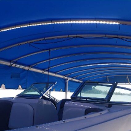 single-boat-lift-canopy-light-1 Boat lift canopy lights shown mounted on the canopy roof