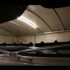 Single boat lift canopy light installed and pictured at night