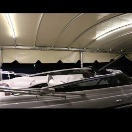 single-boat-lift-canopy-light-3 Night view of Single canopy light with boats under the cover