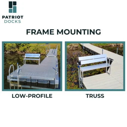 10619_5 patriot dock bench installed on low profile dock and truss frame dock