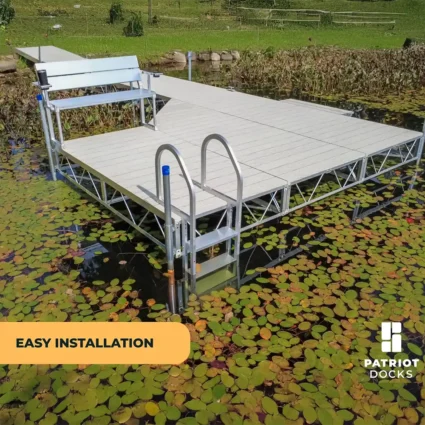 10827_6 truss frame dock with ladder and bench