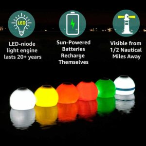 Aqua lantern solar buoy night view of all colors