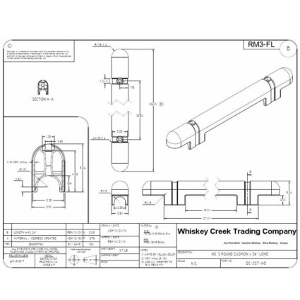 RM3-FL-Draw round face post bumper mounts on pipe specifications