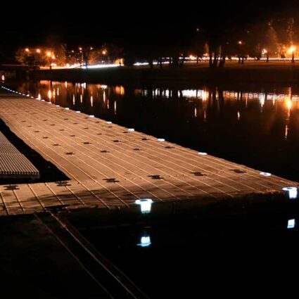 dock-lights-3 EZ Dock Solar lights installed on dock night view