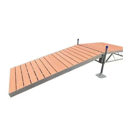 ramp to truss frame dock brown aluminum decking