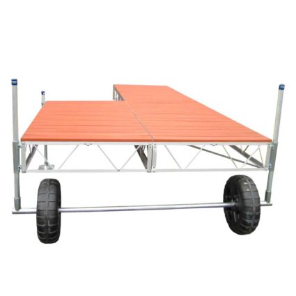 roll-patio-pipe-alum-brown Patio Roll-in Pipe Dock with brown aluminum decking