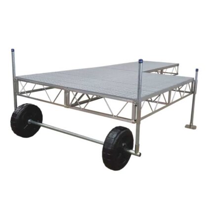 roll-patio-pipe-poly-gray Patio Roll-in Pipe Dock with gray poly decking