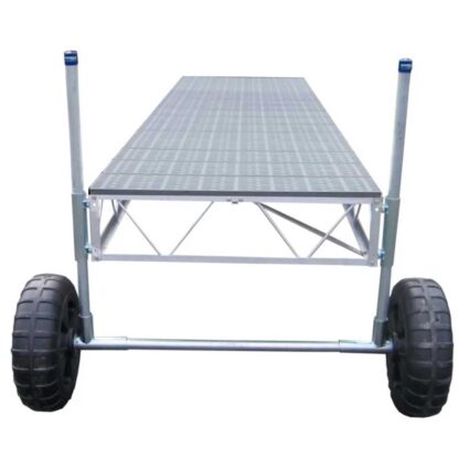 roll-straight-pipe-poly-gray Straight Roll-in Pipe Dock with gray poly decking