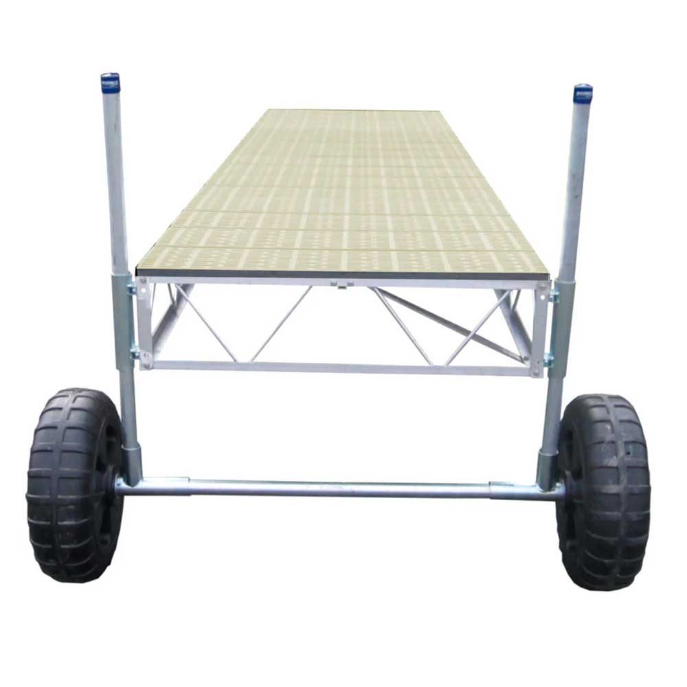 Straight Roll-in Pipe Dock with tan poly decking