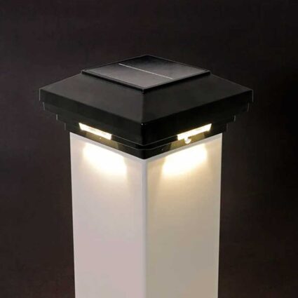 solar-post-cap-light-black-lit Solar Post Cap Lights black on poly post
