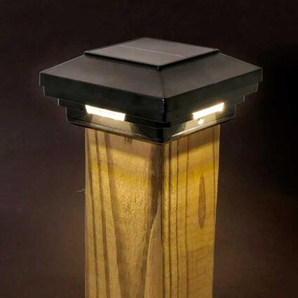 solar-post-cap-light-black-wood Solar Post Cap Lights black on wood post
