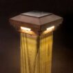 Solar Post Cap Lights brown on wood post