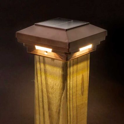 solar-post-cap-light-brown-wood Solar Post Cap Lights brown on wood post