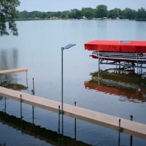 solar street light on dock pole