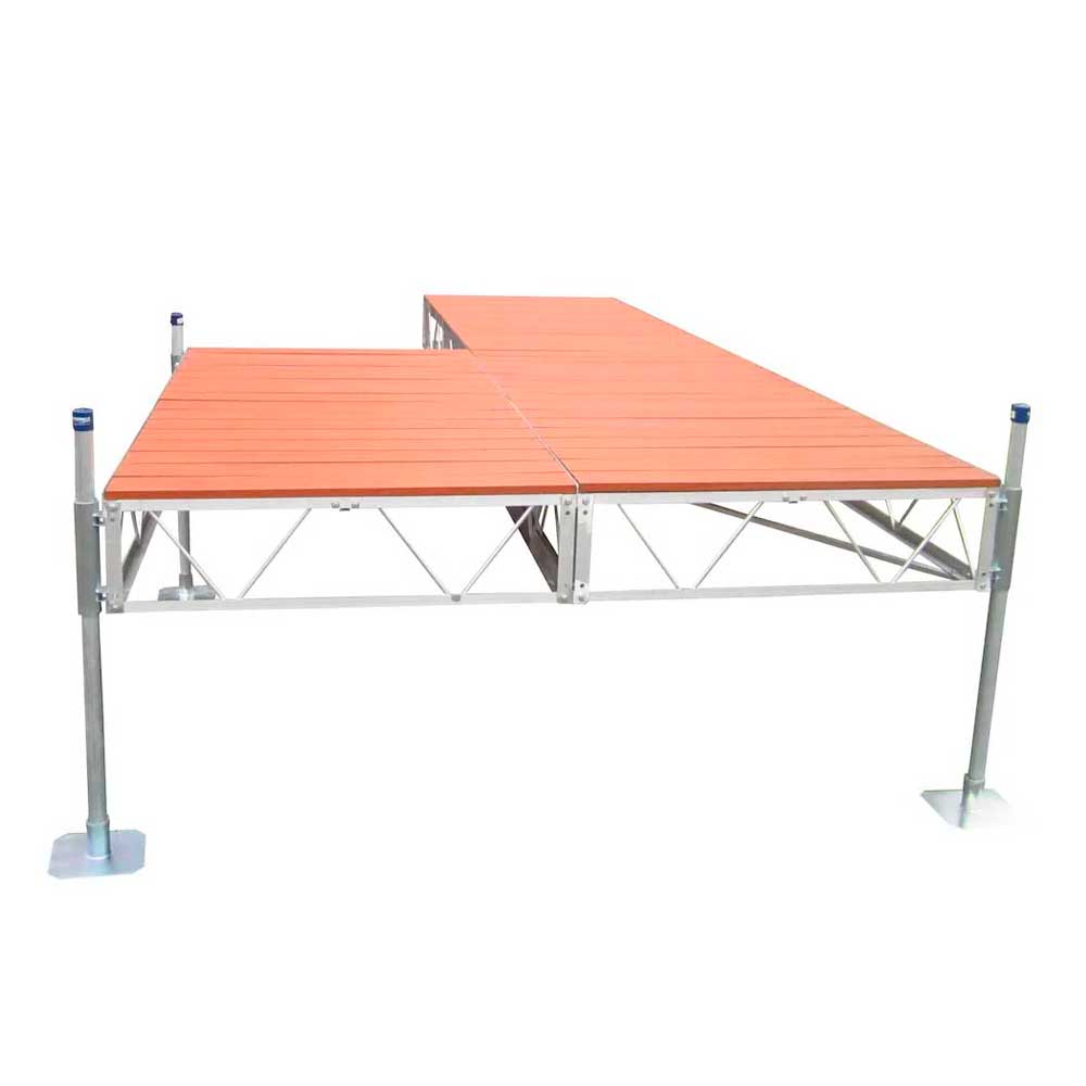 Patio Stationary Pipe Dock with brown aluminum decking