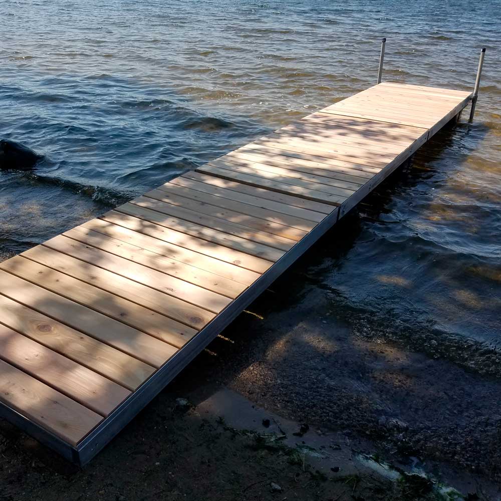 Low Profile Floating Dock straight with cedar decking