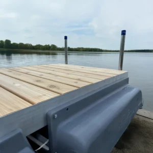 floating dock with cedar decking and side float