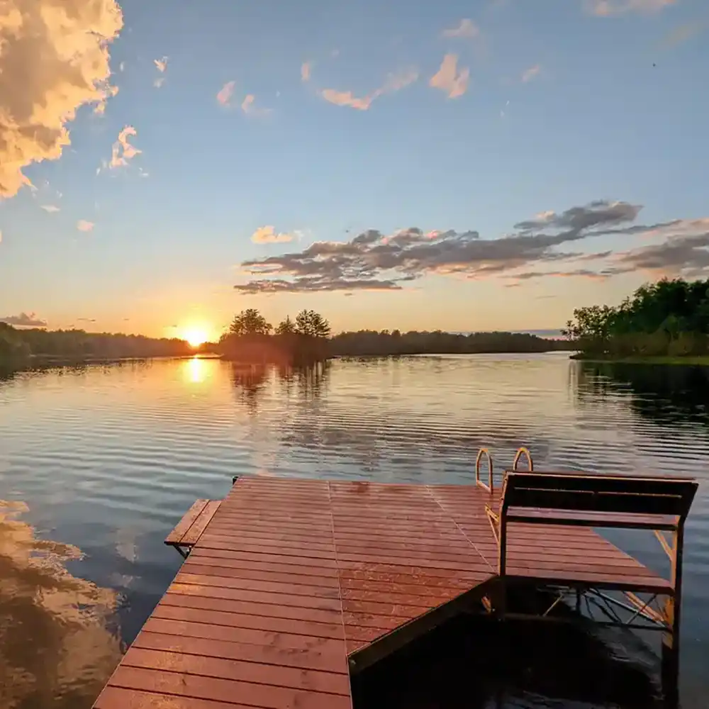 truss frame patio dock on lake