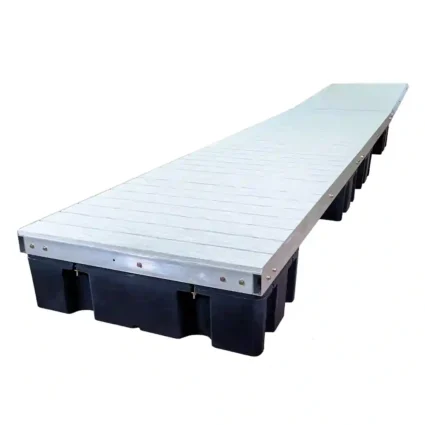low-pro-straight-aluminium-gray low profile floating dock straight with gray aluminum decking
