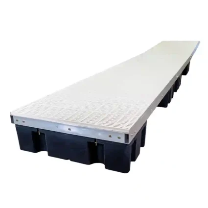 low-pro-straight-poly-tan low profile floating dock straight with tan poly decking
